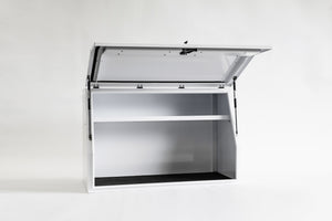 Trade quality, vehicle mounted toolboxes with shelf, designed and made in New Zealand.